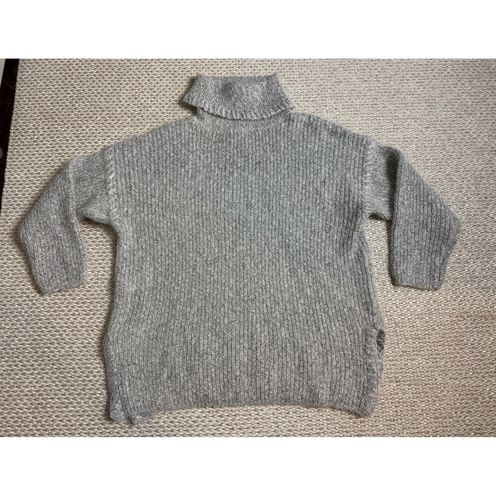 Express Tricot Vintage Gray Mohair Blend Chunky Turtleneck Sweater boxy academia